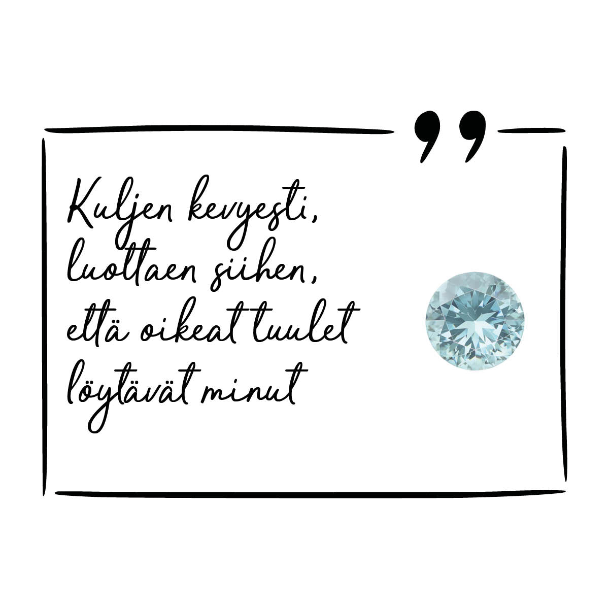 Akvamariini kaulakoru hopea - Maaliskuun syntymäkivi