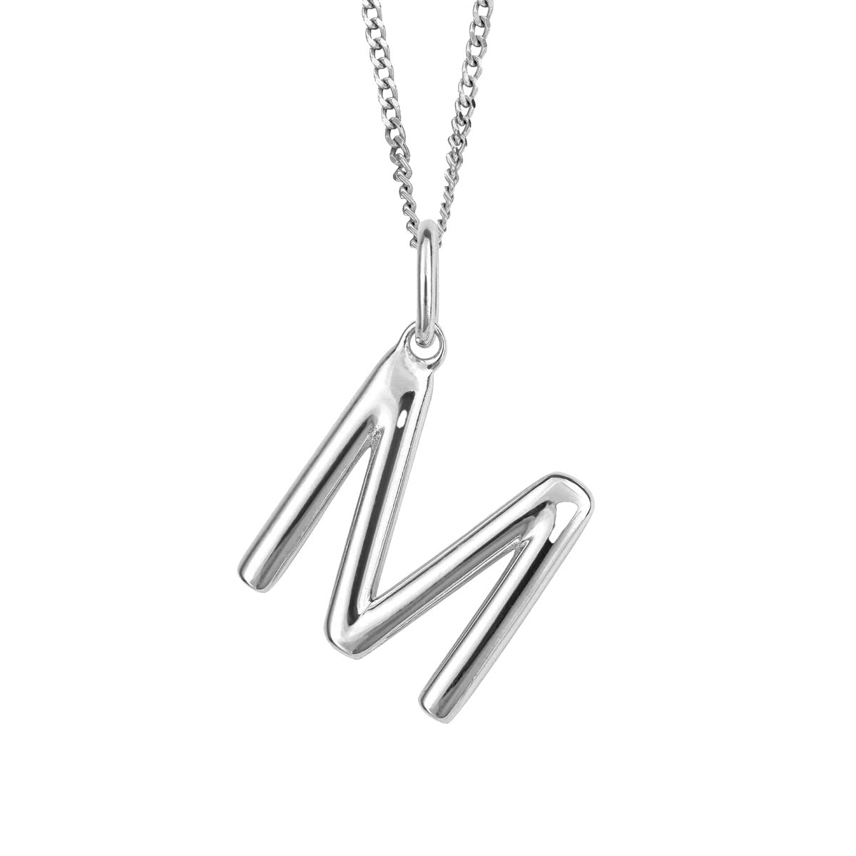 Hopeinen M -kirjain riipus | Taika-korut