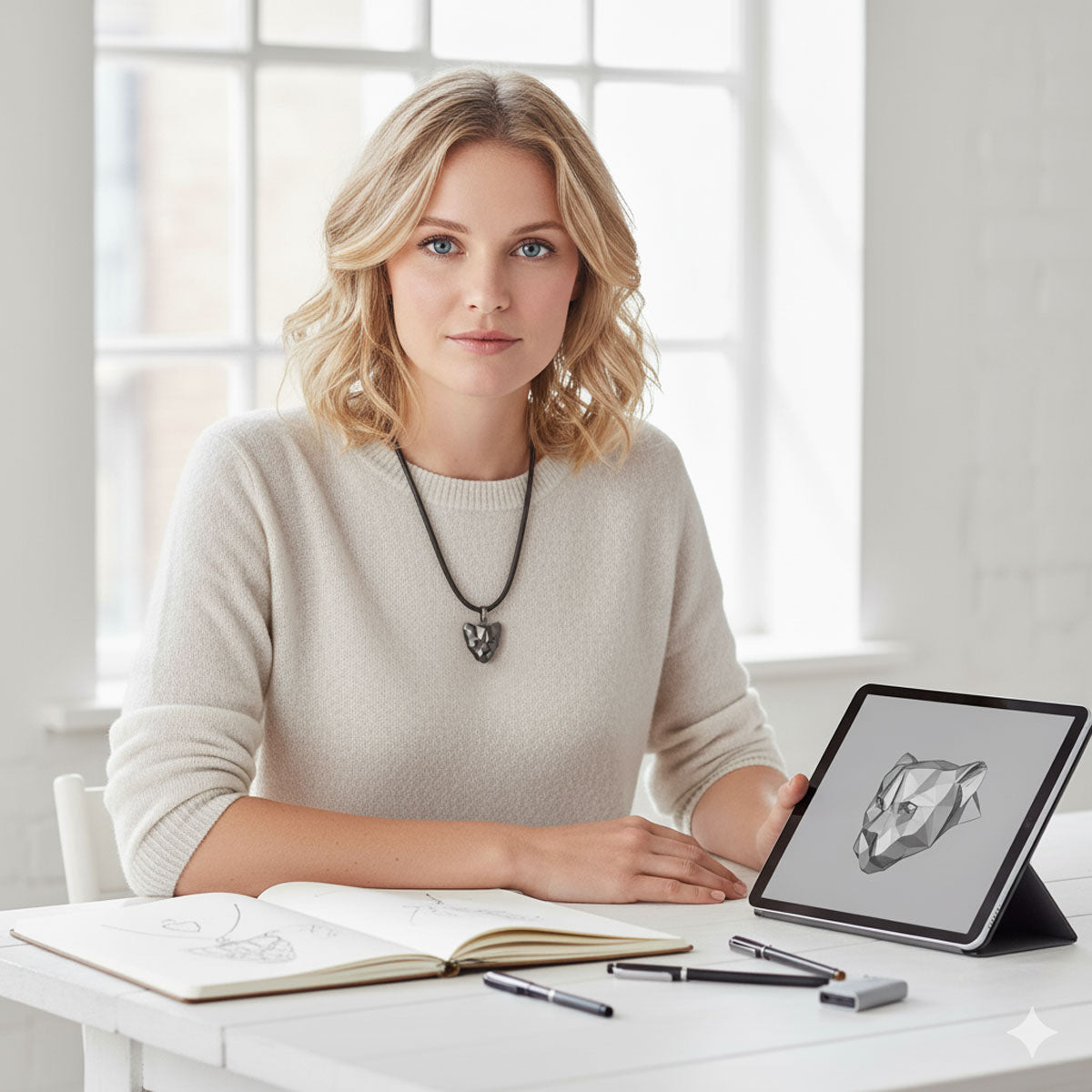 Hopeinen Ilves kaulakoru tumma