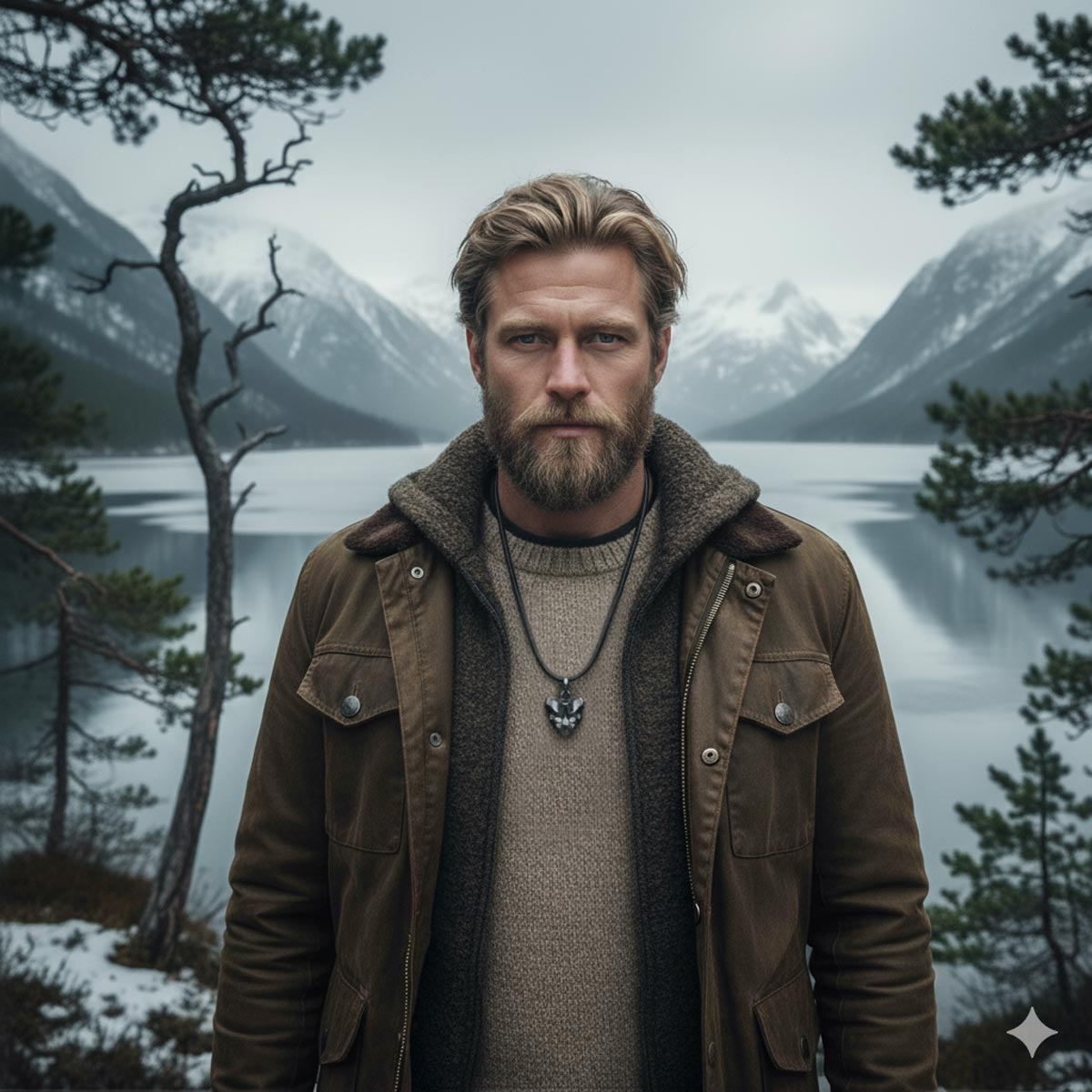 Hopeinen Ilves kaulakoru tumma