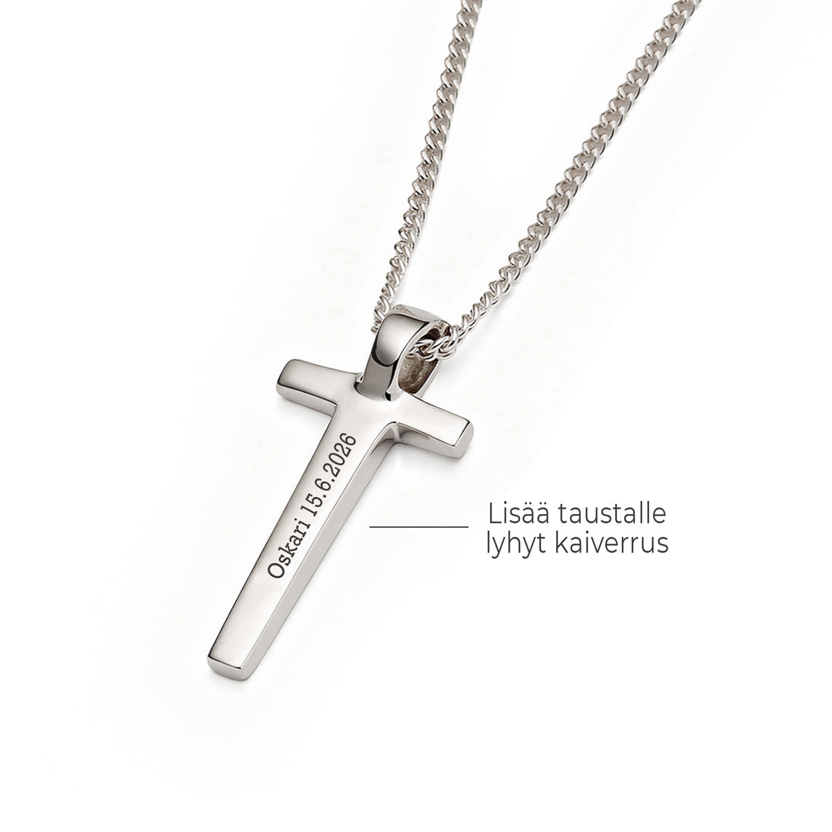 Taustakaiverrus hopeiselle rippiristille
