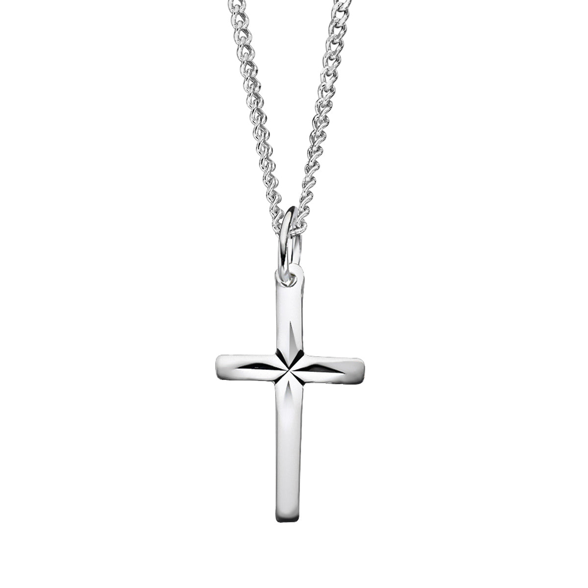 Hopeinen risti kaulakoru timanttileikattu | Taika-korut