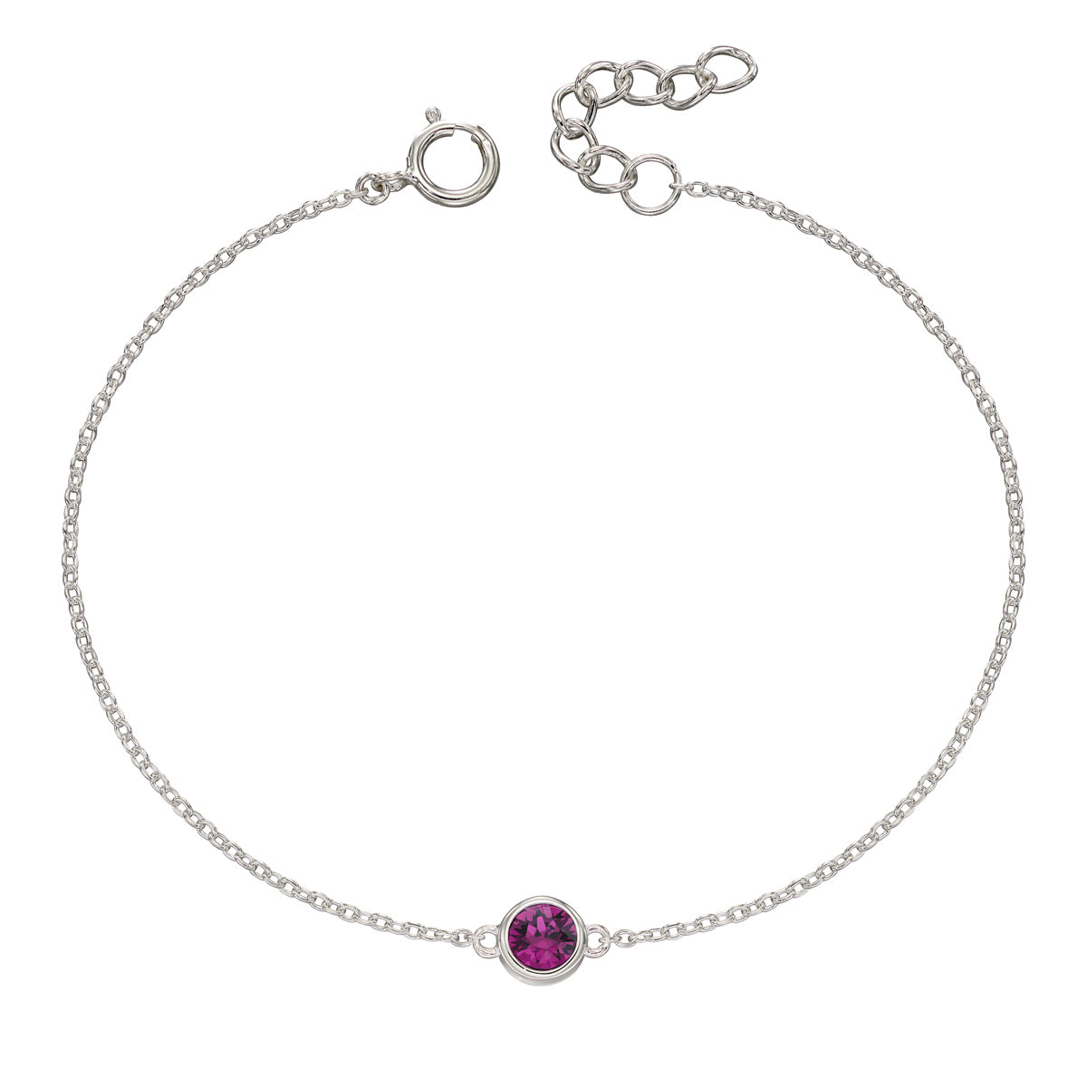 Hopeinen syntymäkivi rannekoru Helmikuu