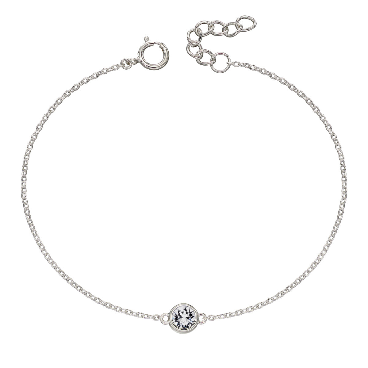 Hopeinen syntymäkivi rannekoru