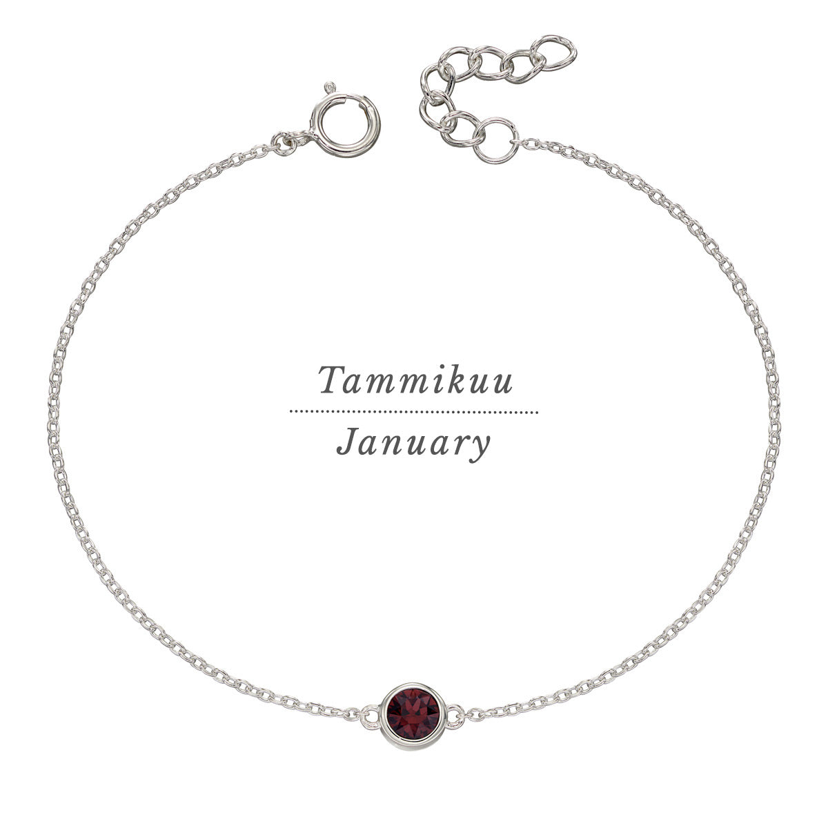 Hopeinen syntymäkivi rannekoru