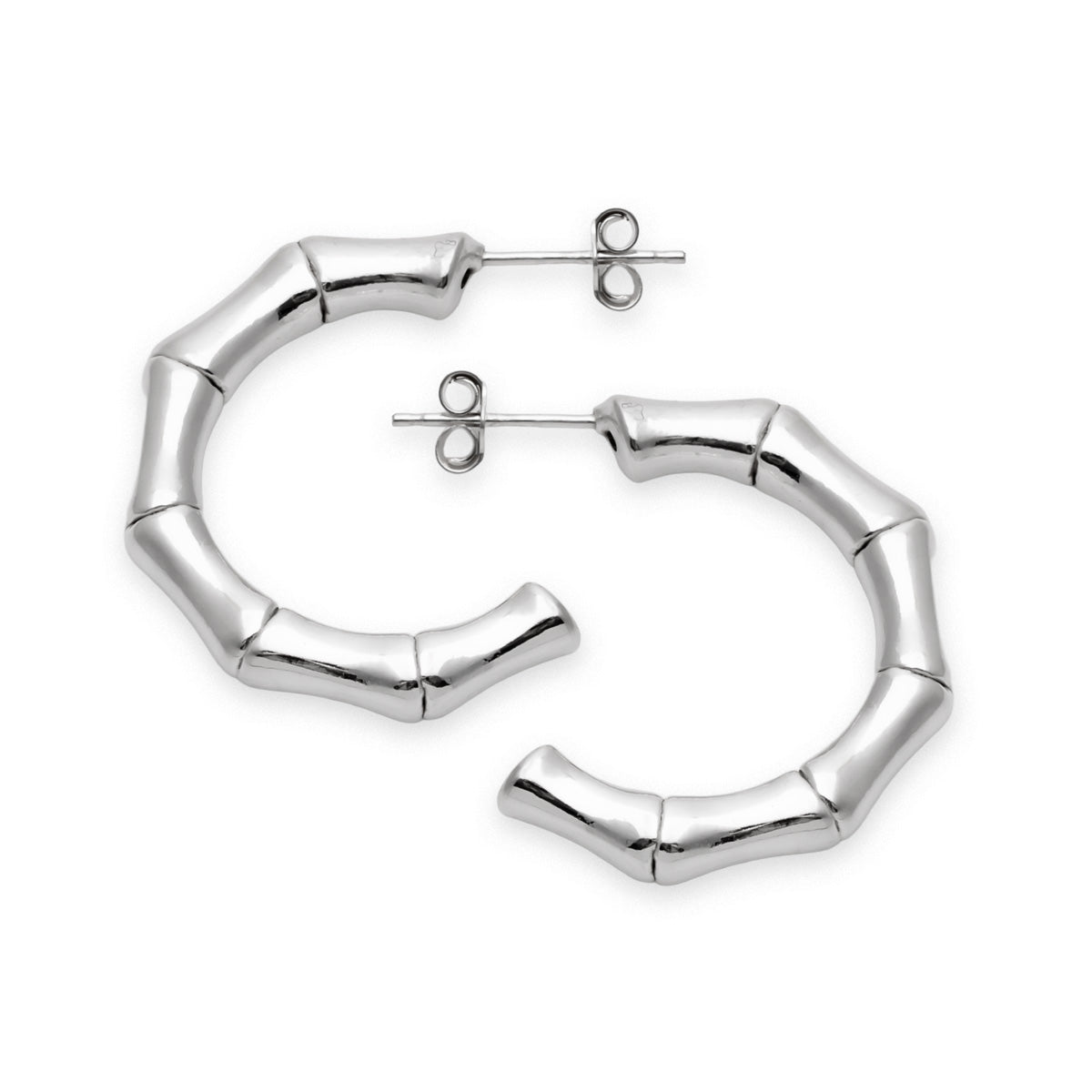 Hopeiset Bamboo korvarenkaat | Taika-korut