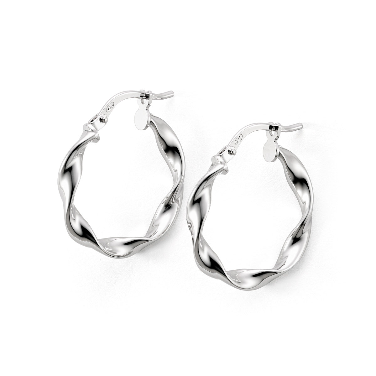 Hopeiset kierteiset korvarenkaat 20 mm | Taika-korut
