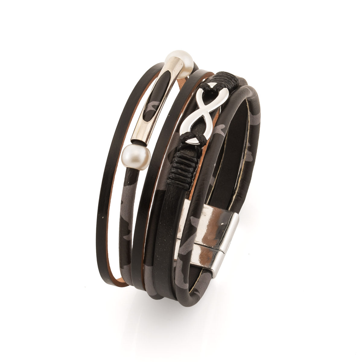 Ikuisuus nahkarannekoru musta