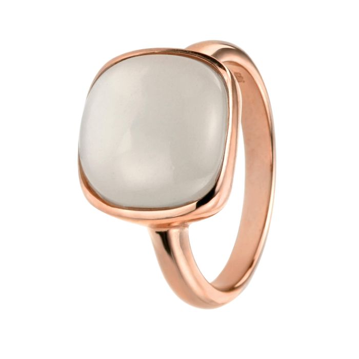 Ruusukullan sävyinen hopeasormus kuukivellä