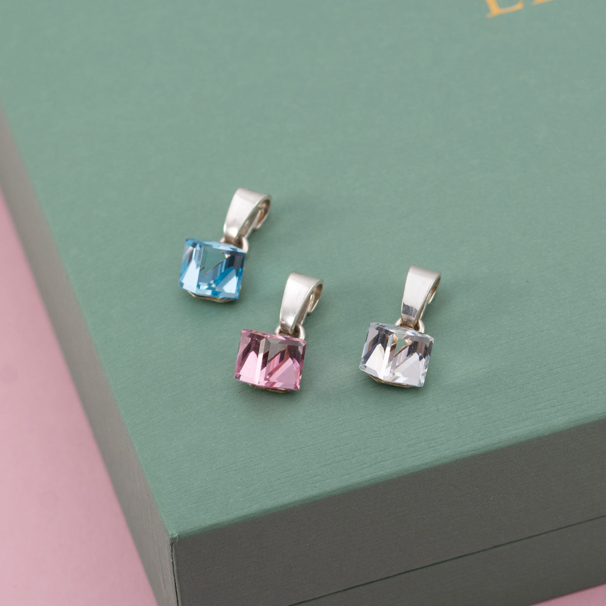 Swarovski cube necklace clear