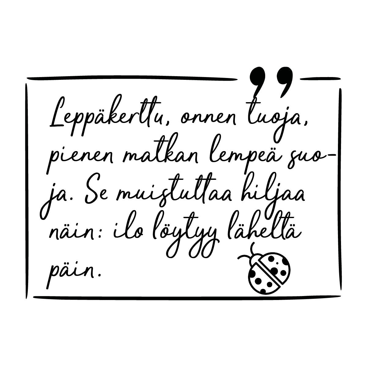 Hopeinen leppäkerttu kaulakoru
