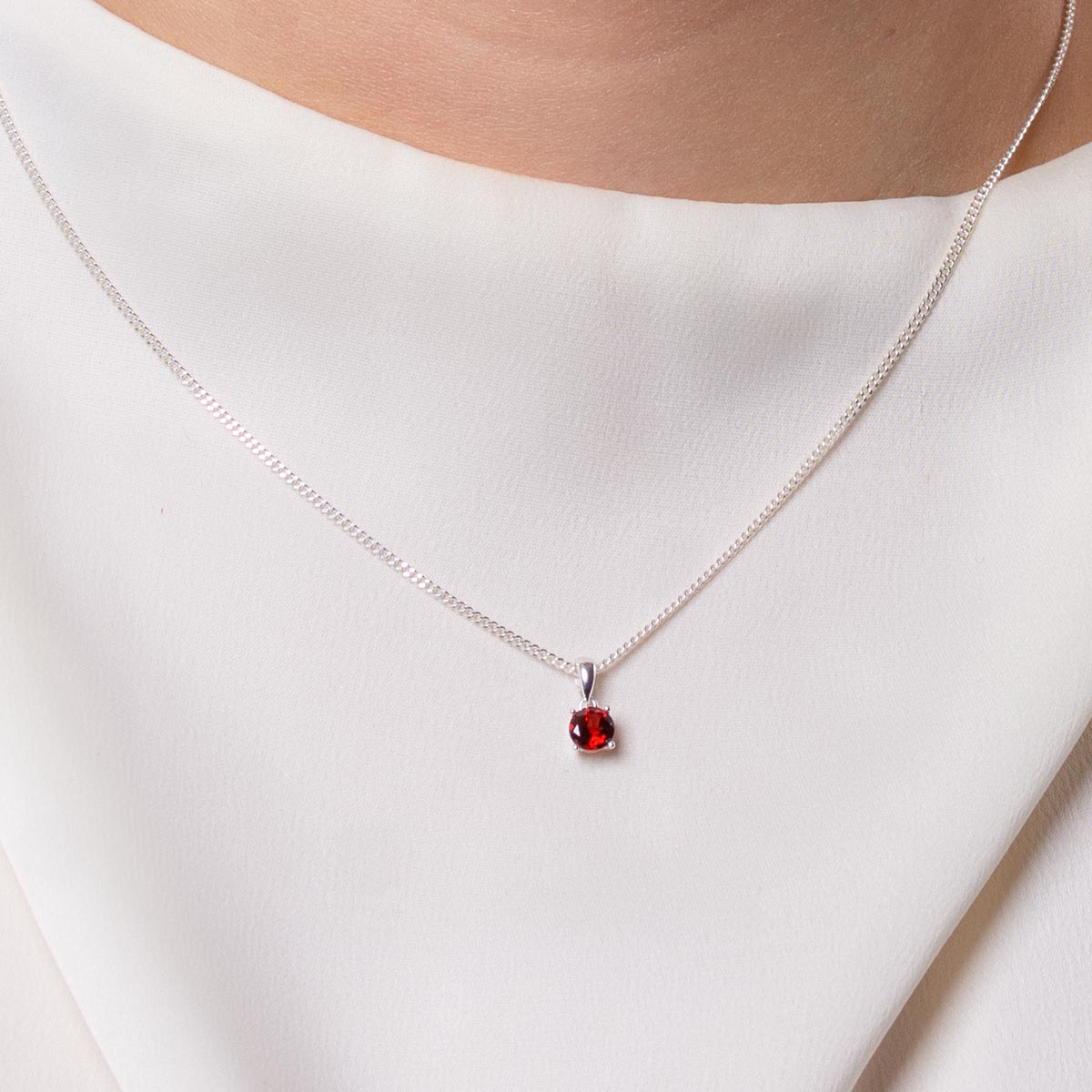 Garnet necklace silver - January birthstone