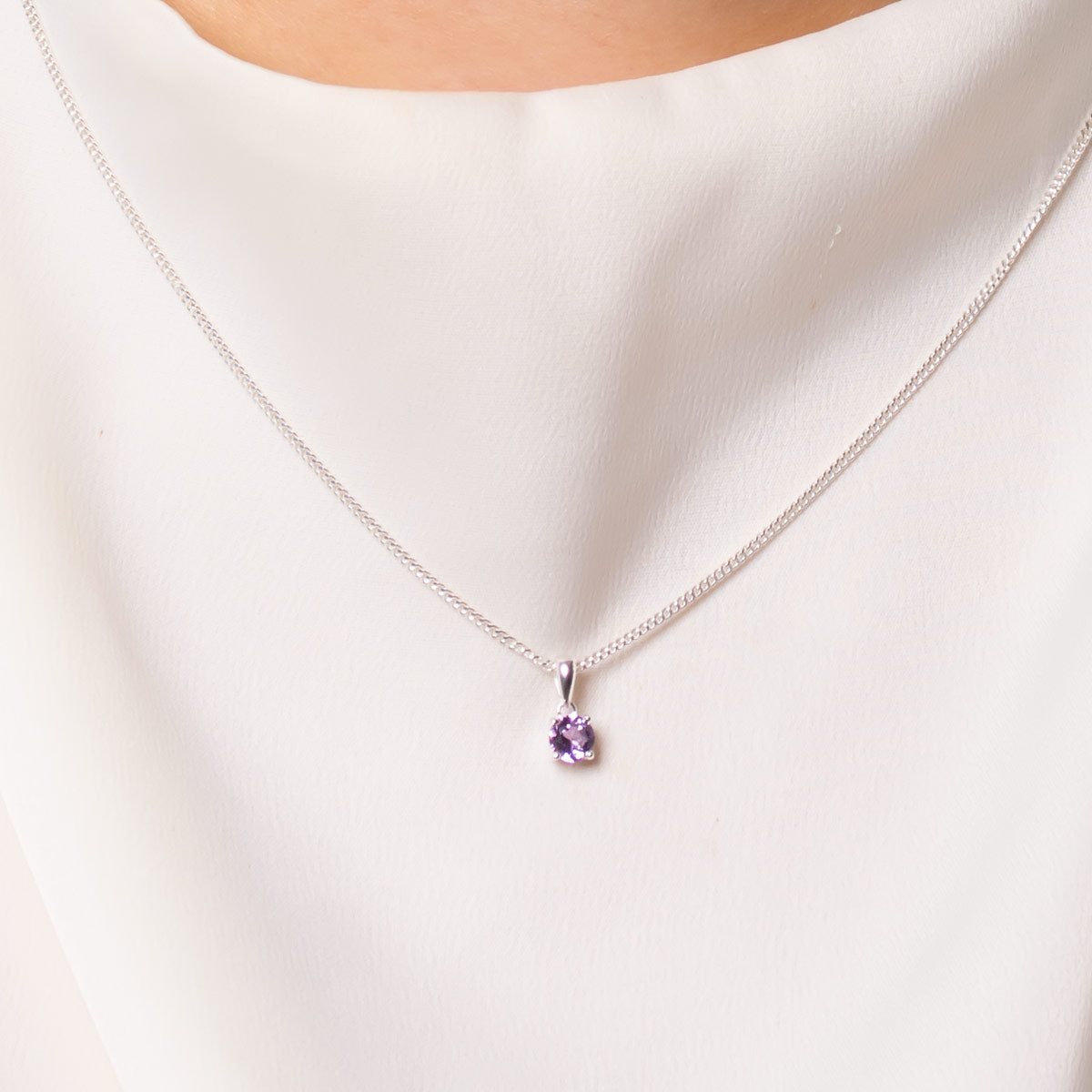 Amethyst necklace silver - February birthstone