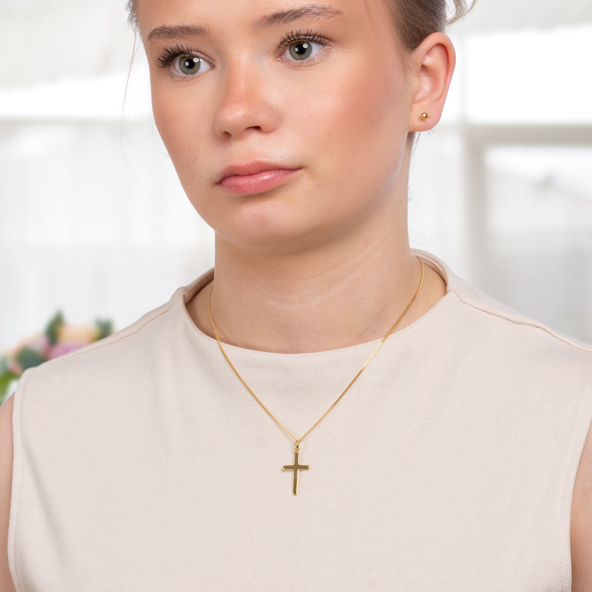 Malli ja hopeinen rippiristi kaulakoru kullattu | Taika-korut