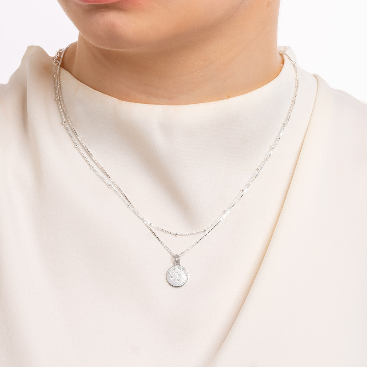 Silver Star Pattern Horoscope Necklaces