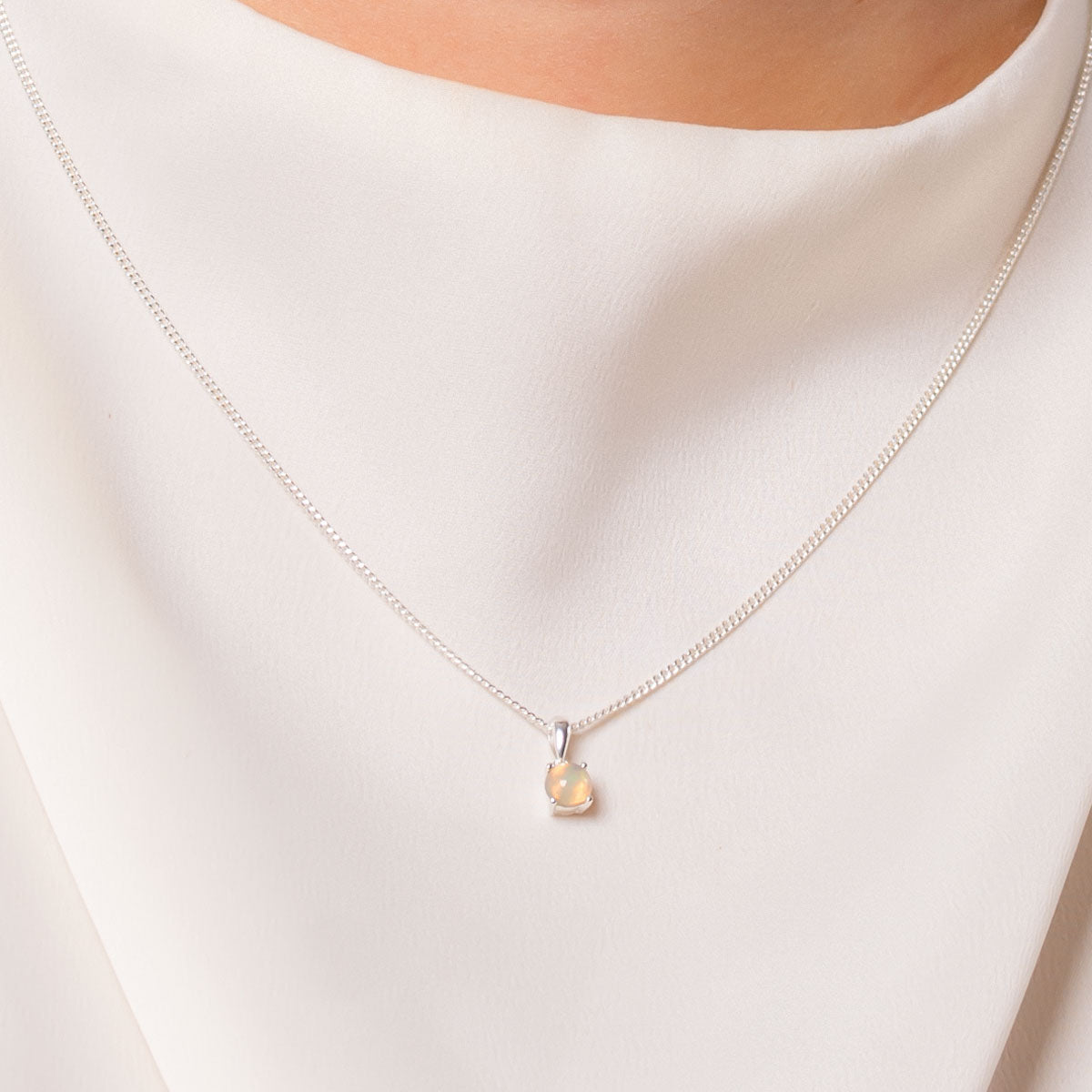 Opal necklace silver - October birthstone