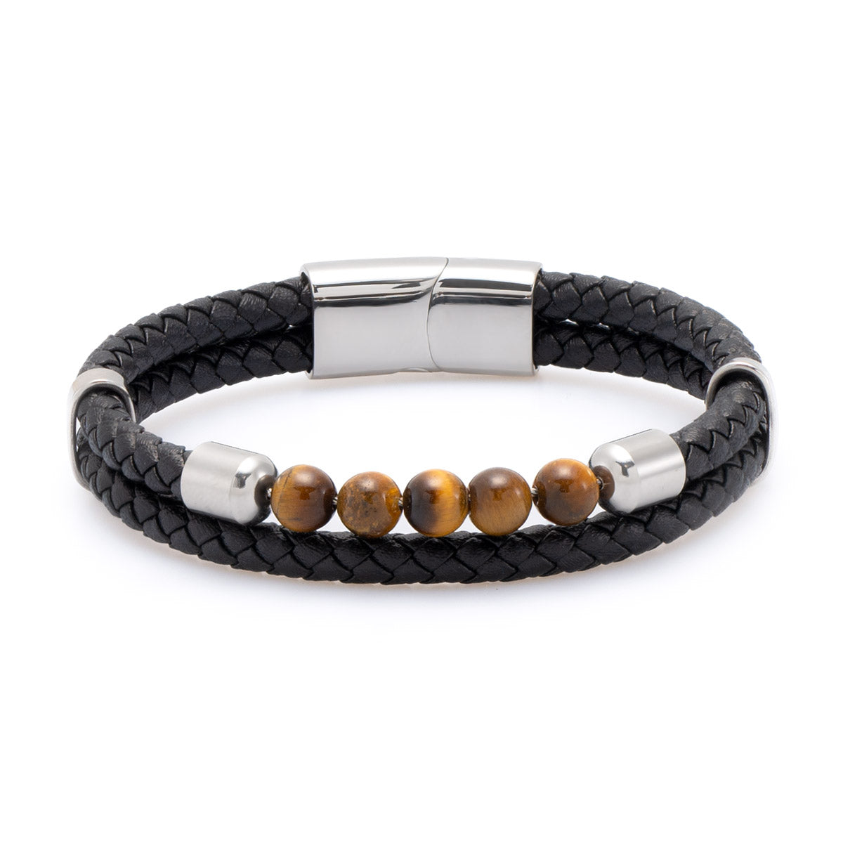 Miesten nahkainen tiikerinsilmä rannekoru