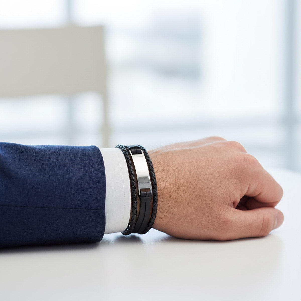 Musta nahkarannekoru kaiverrettava | Taika-korut