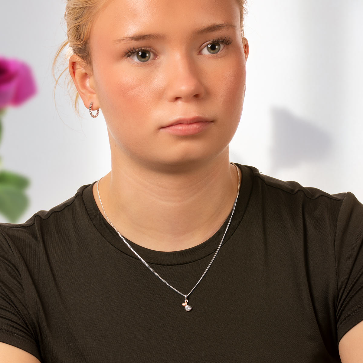 Ruusukulta sydän hopeakaulakoru | Taika-korut