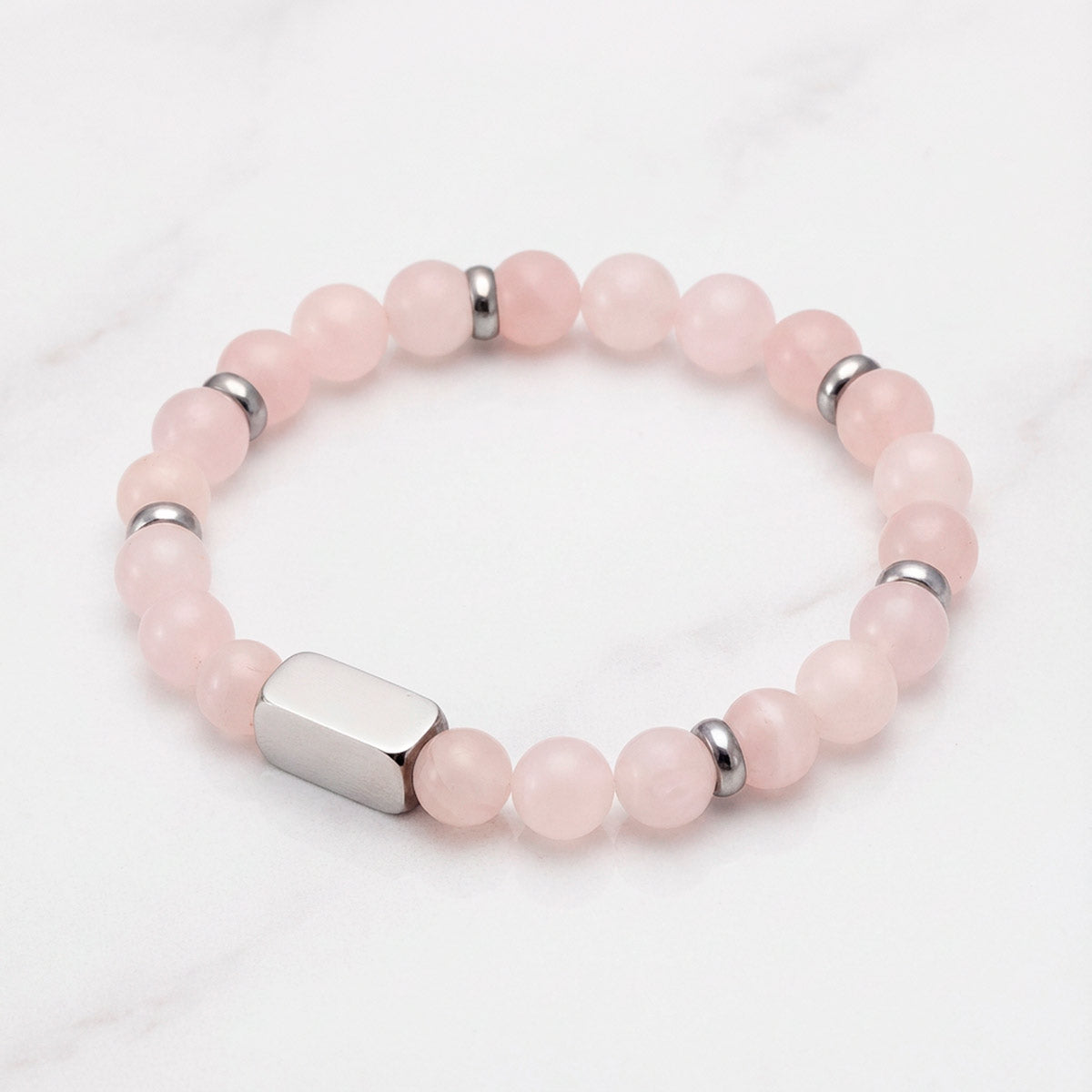Custom text bracelet - rose quartz