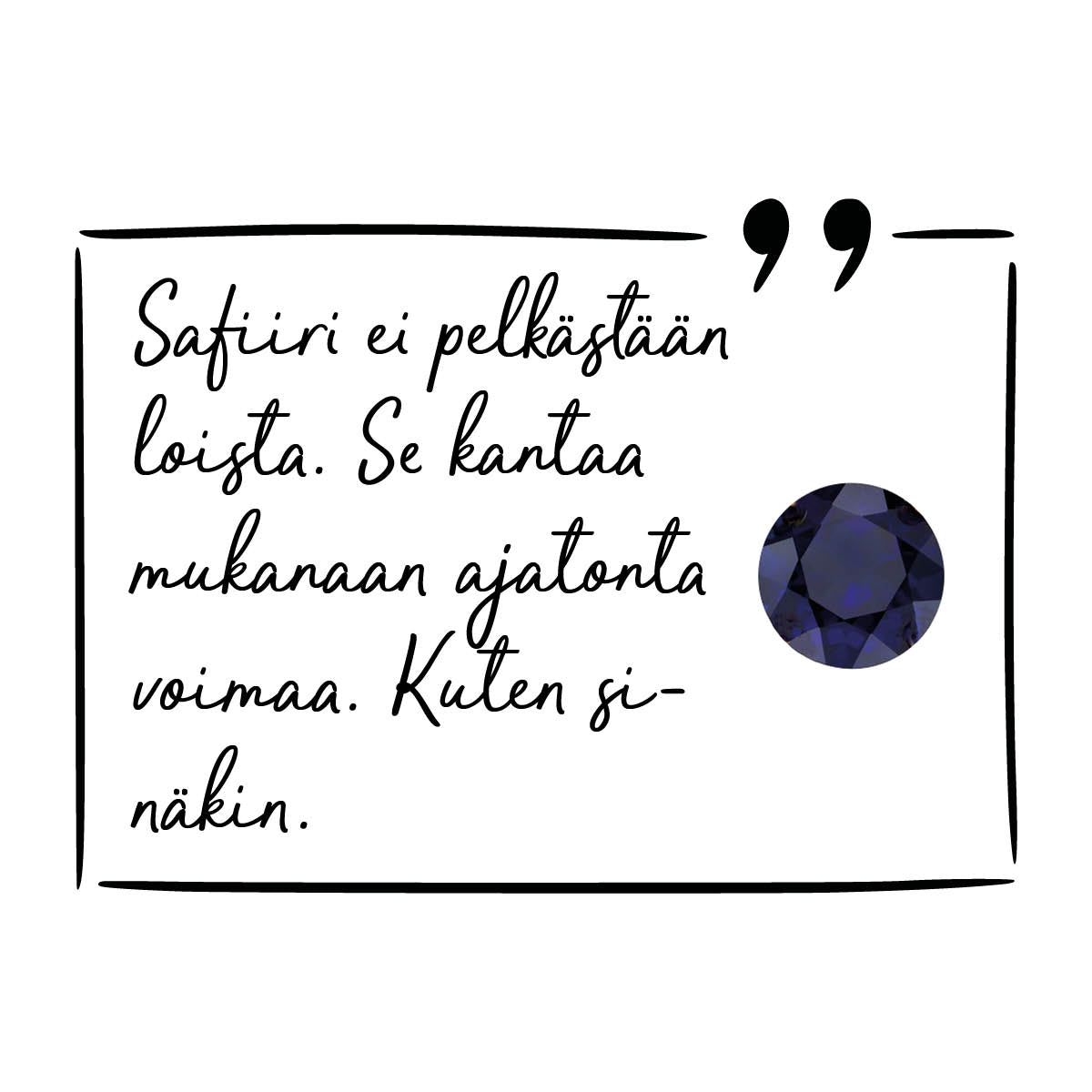 Sinisafiiri riipus hopearunko