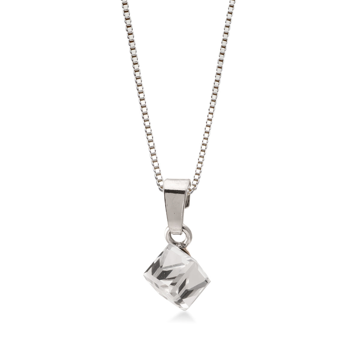 Swarovski cube necklace clear