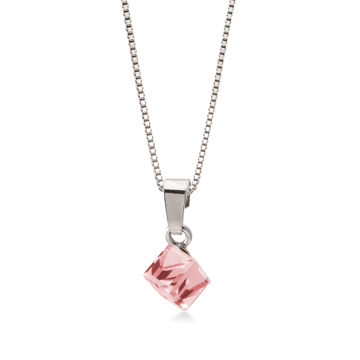 Swarovski kuutio kaulakoru vaaleanpunainen