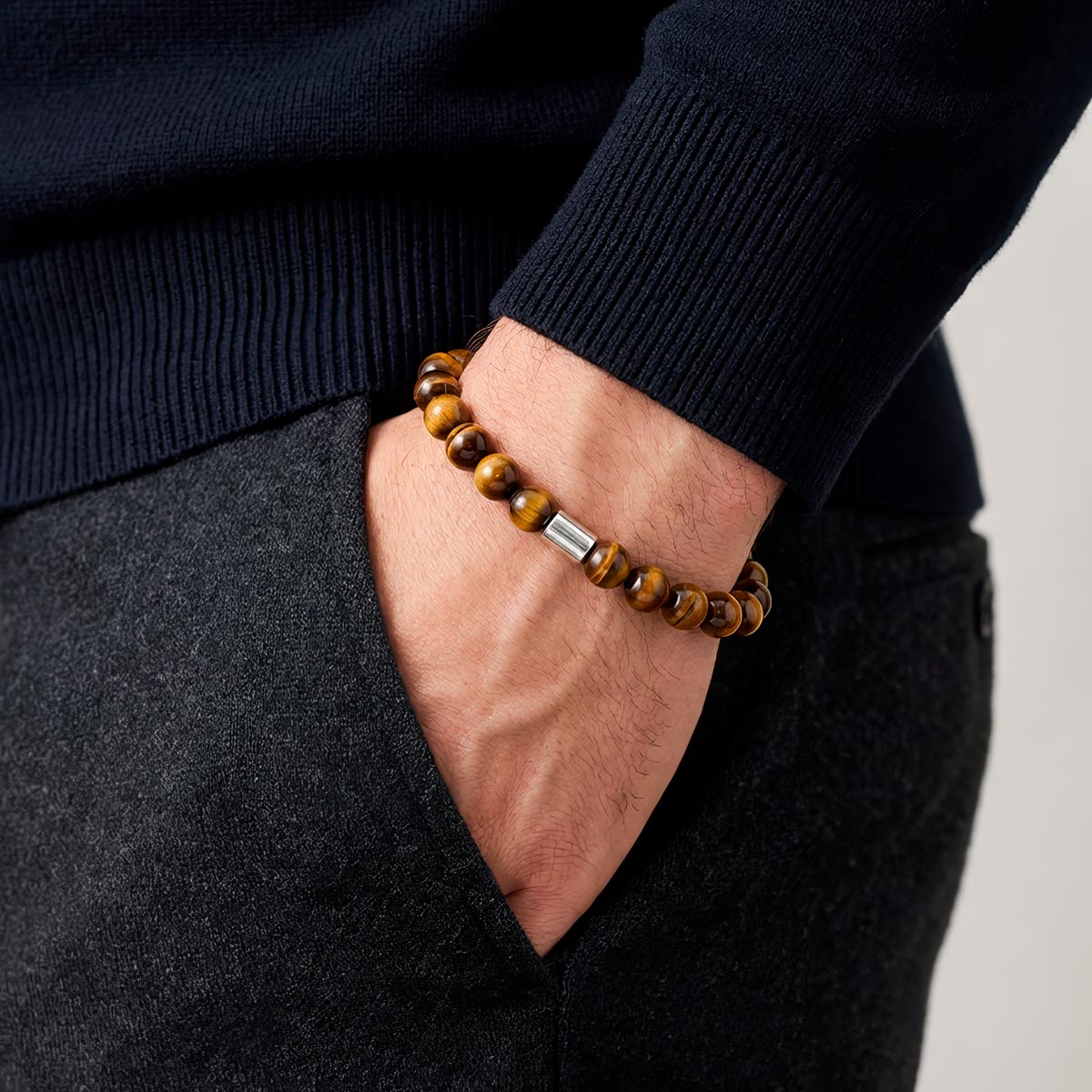 Miesten ruskea tiikerinsilmä rannekoru