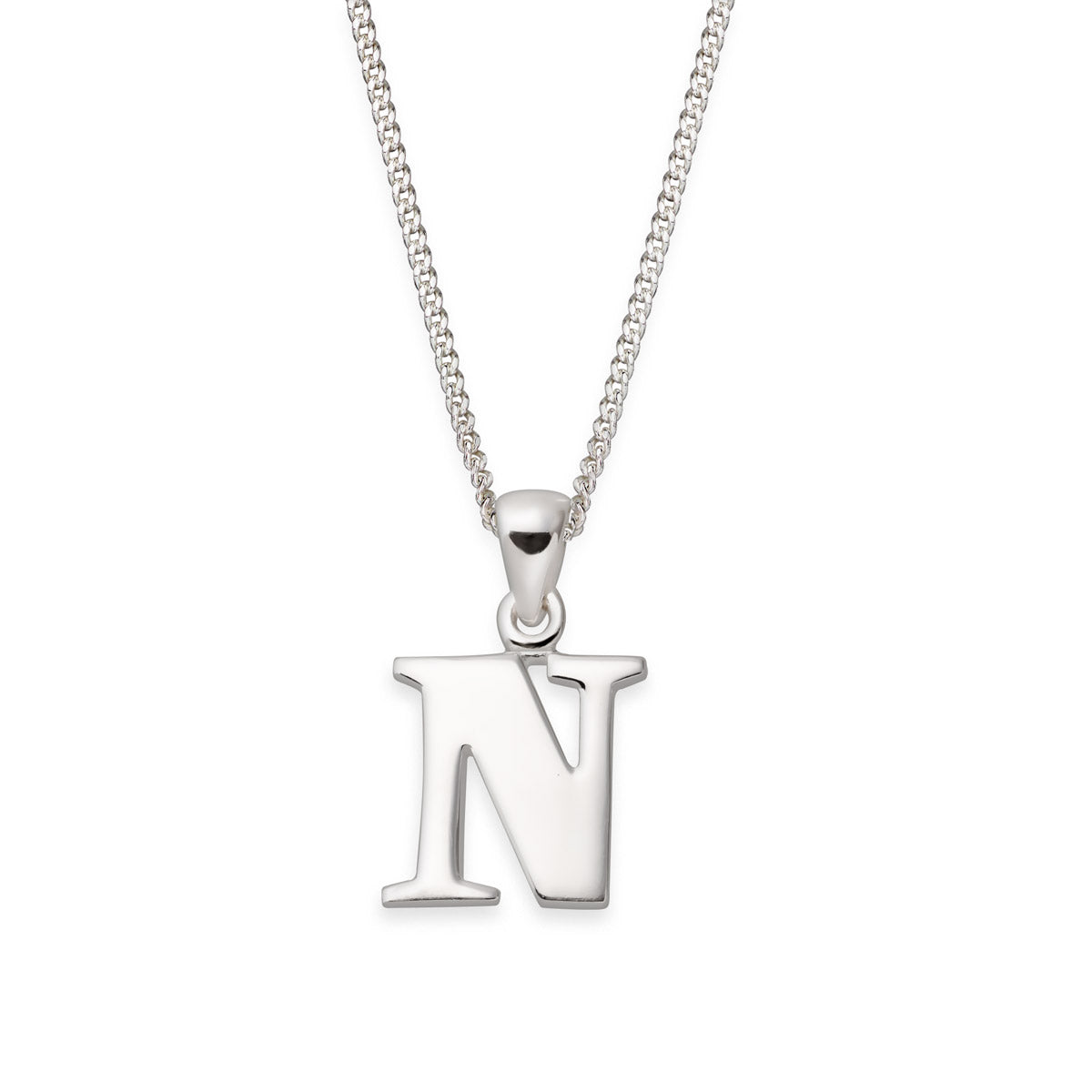 Hopeinen kirjain riipus A-Y Serif