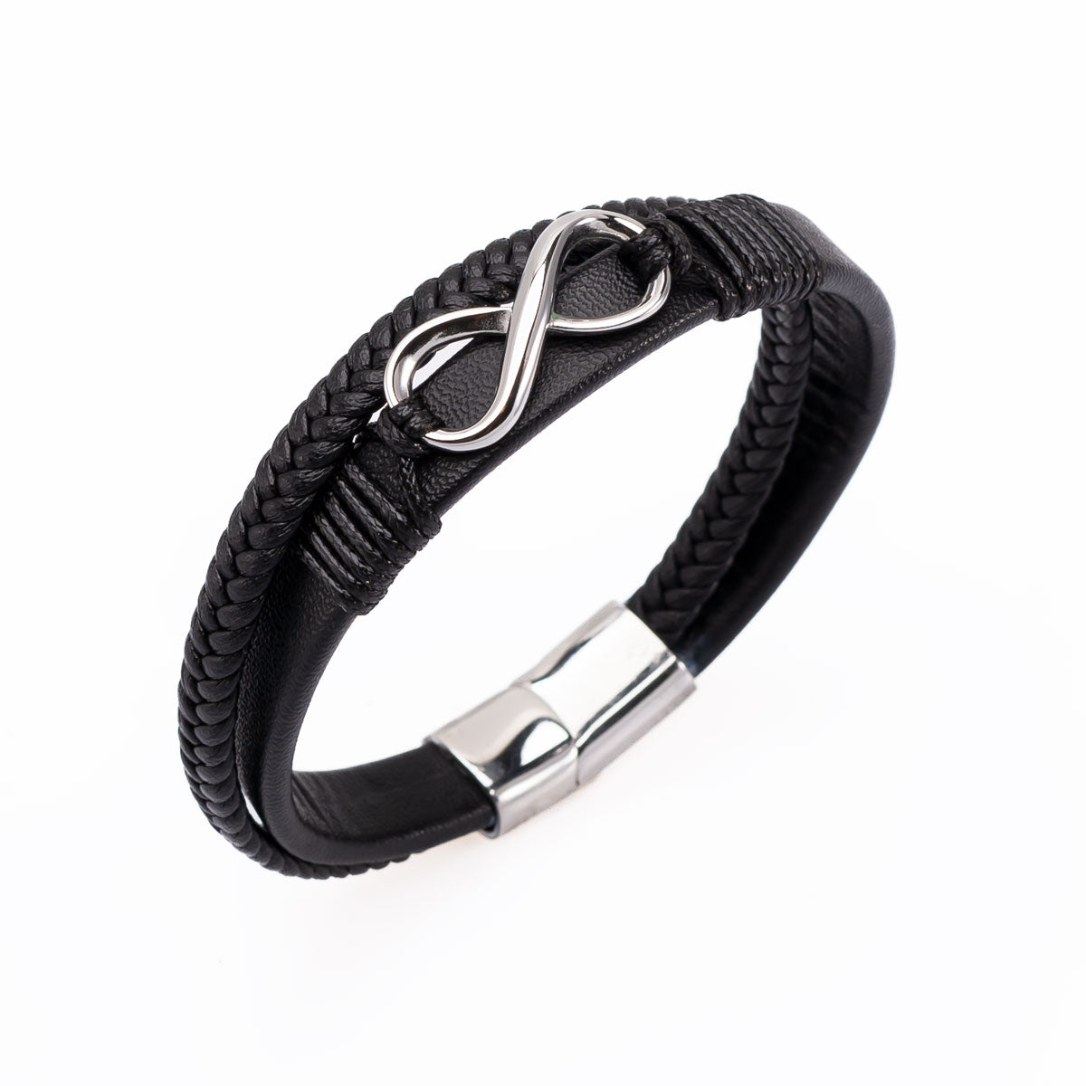 Ikuisuus rannekoru musta nahka pystykuva naisten koko | Taika-korut