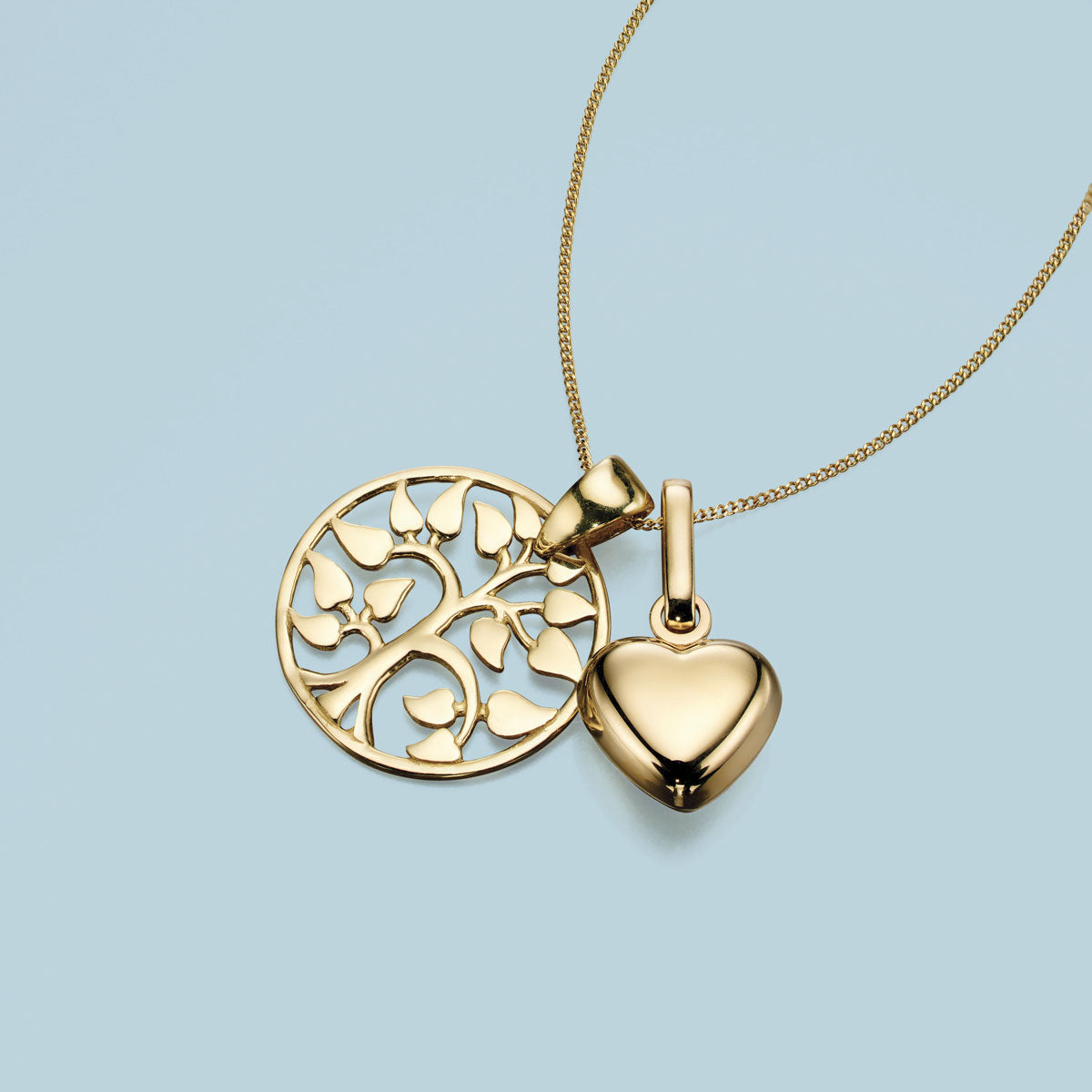 Kultainen elämänpuu ja sydän kaulakoru | Taika-korut