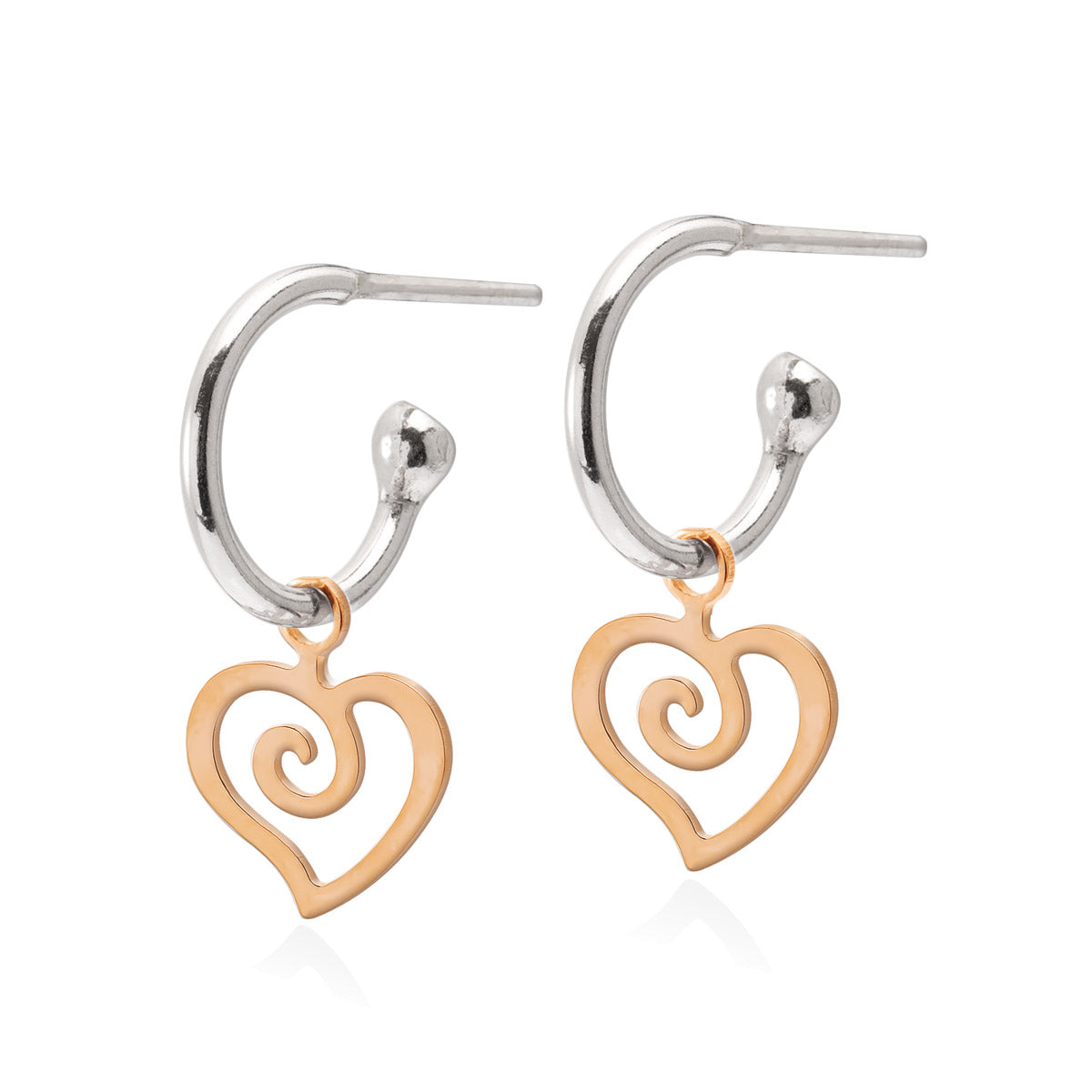 Sydän rengaskorvakorut ruusukulta