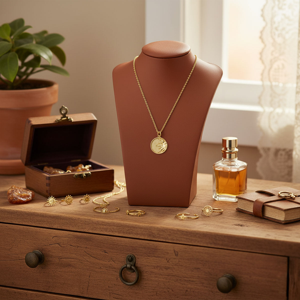 The first ray of morning, gold-plated silver necklace