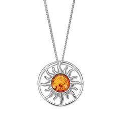 Aurinko hopeakaulakoru meripihkalla | Taika-korut