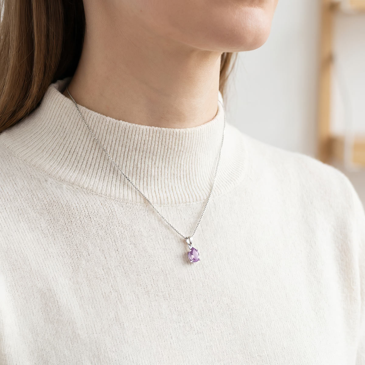 Silver amethyst necklace drop