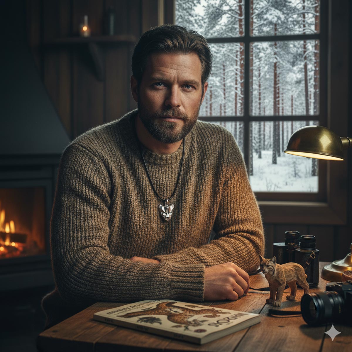 Hopeinen Ilves kaulakoru