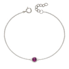 Hopeinen syntymäkivi rannekoru Helmikuu
