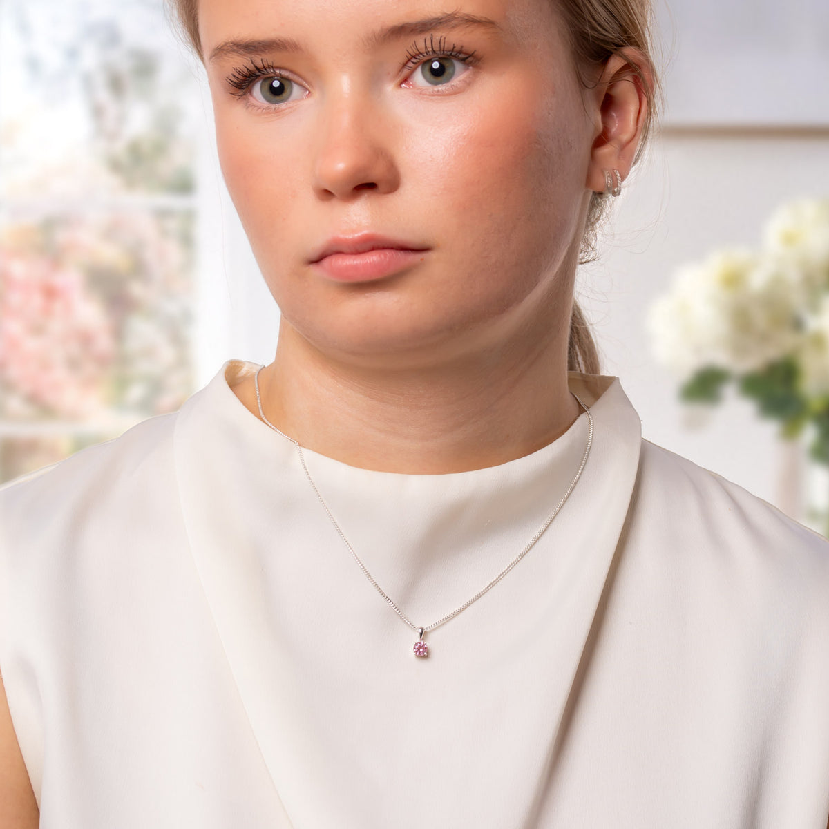 Mallin kaulassa hopeinen turmaliini kaulakoru, lokakuun syntymäkivi, PRE3141-tur-38
