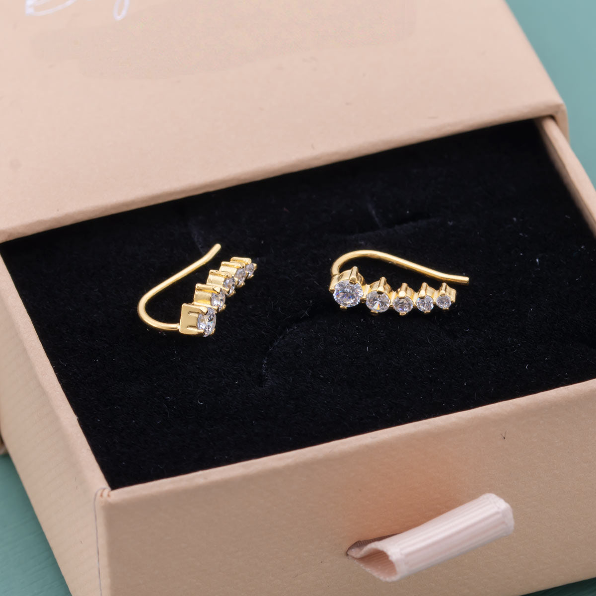 Silver climber earrings gold plated