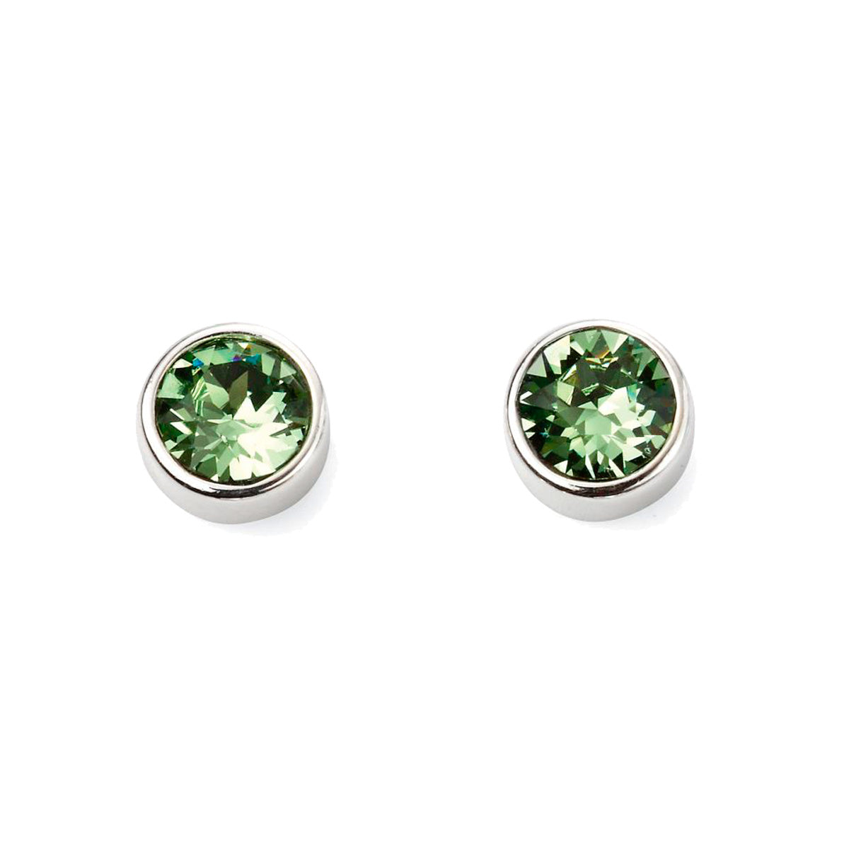 Round Silver Birthstone Earrings