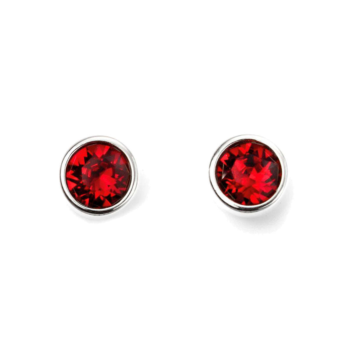 Round Silver Birthstone Earrings