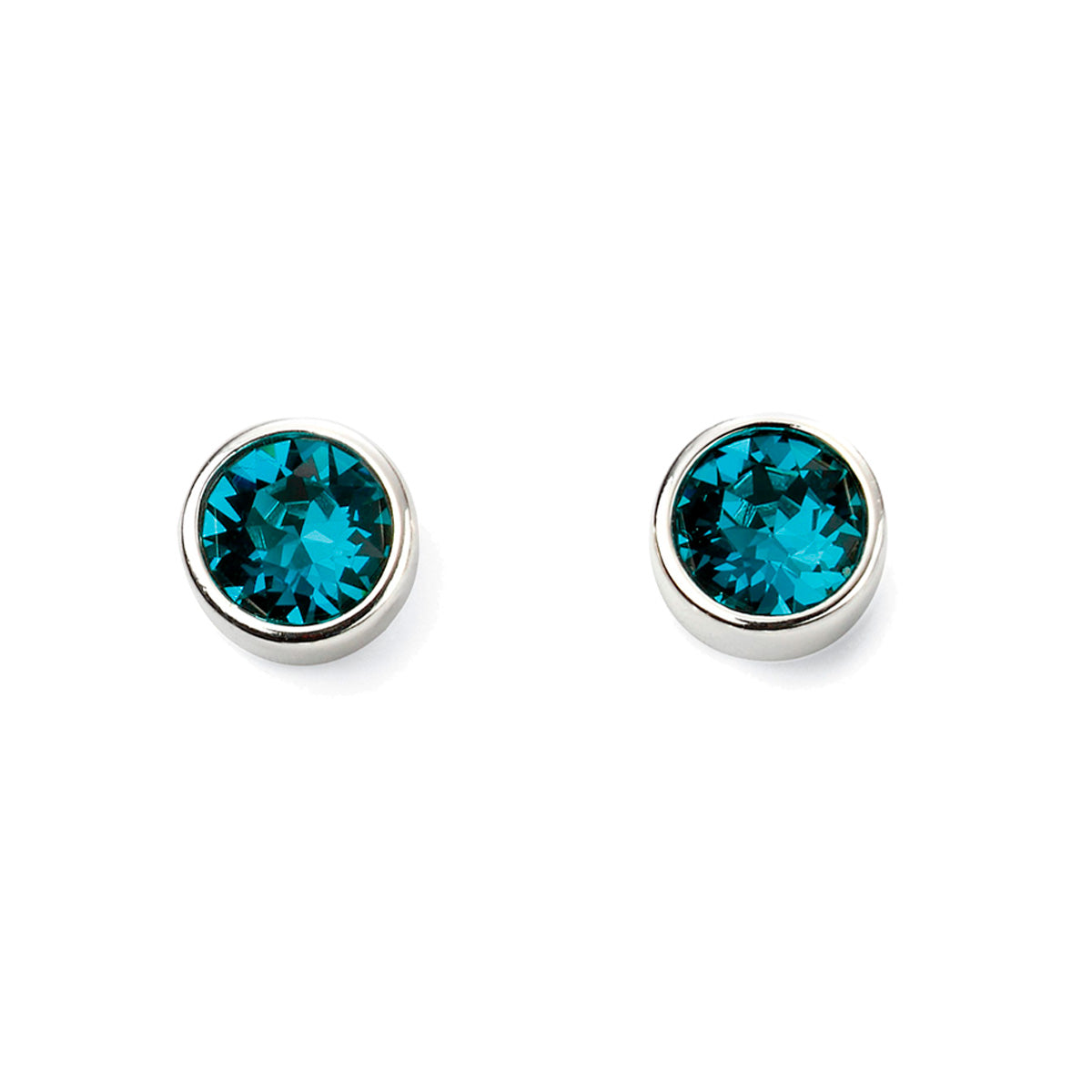 Round Silver Birthstone Earrings