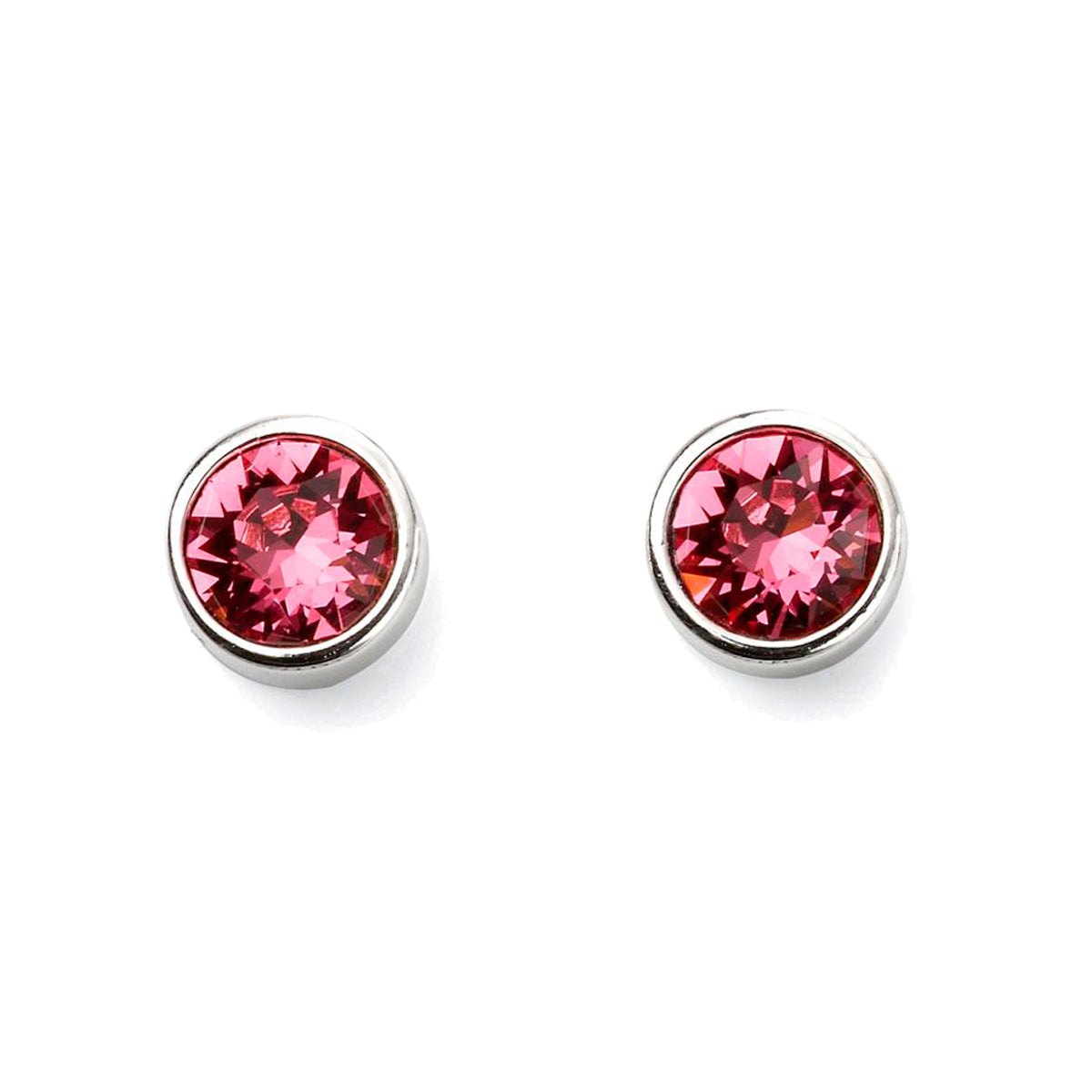 Round Silver Birthstone Earrings