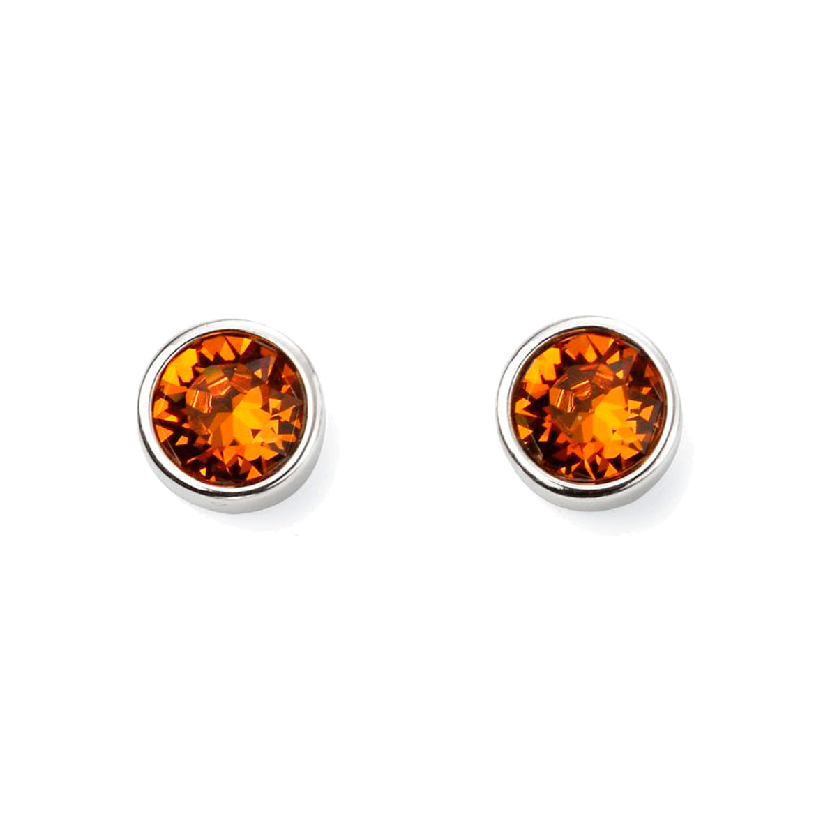 Round Silver Birthstone Earrings