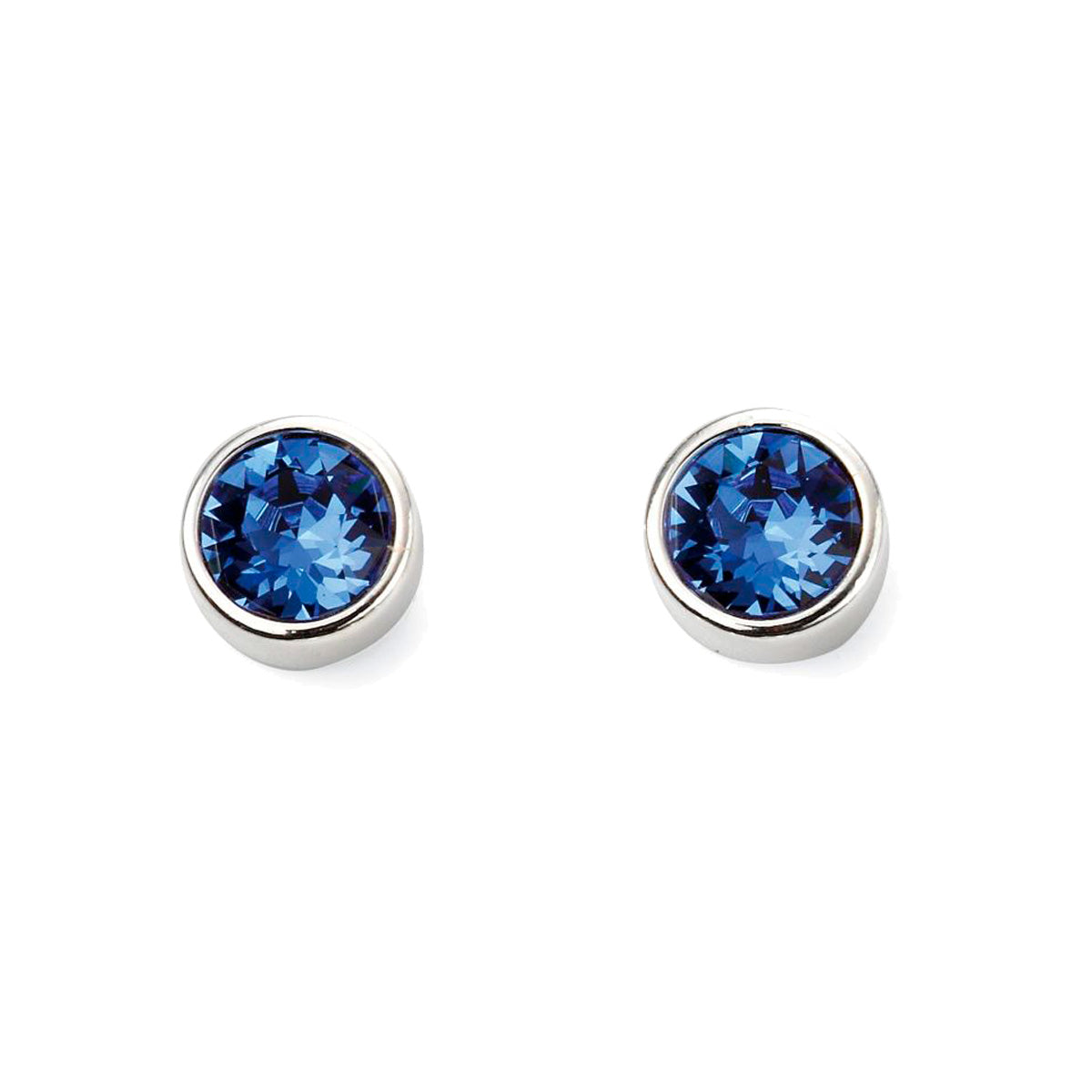 Round Silver Birthstone Earrings