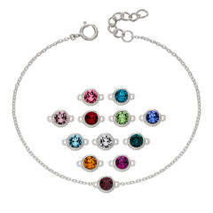 Hopeiset syntymäkivi rannekoru | Taika-korut