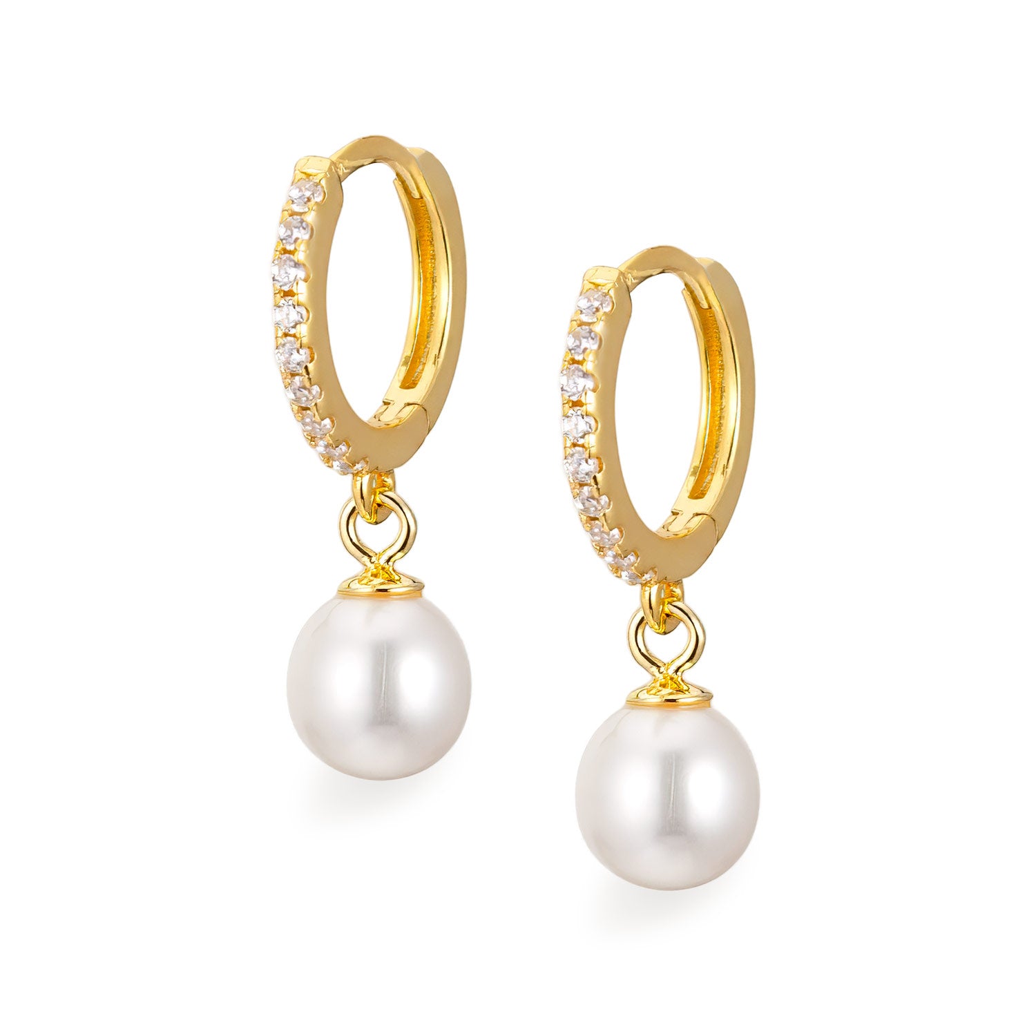 Kullatut helmi korvarenkaat kivillä | Taika-korut