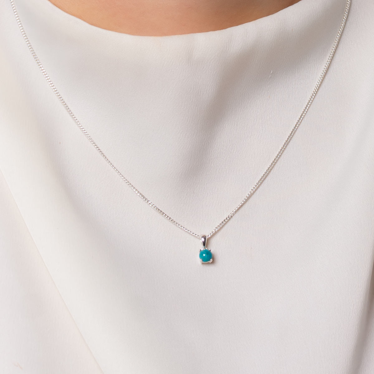 Turquoise necklace silver - December birthstone