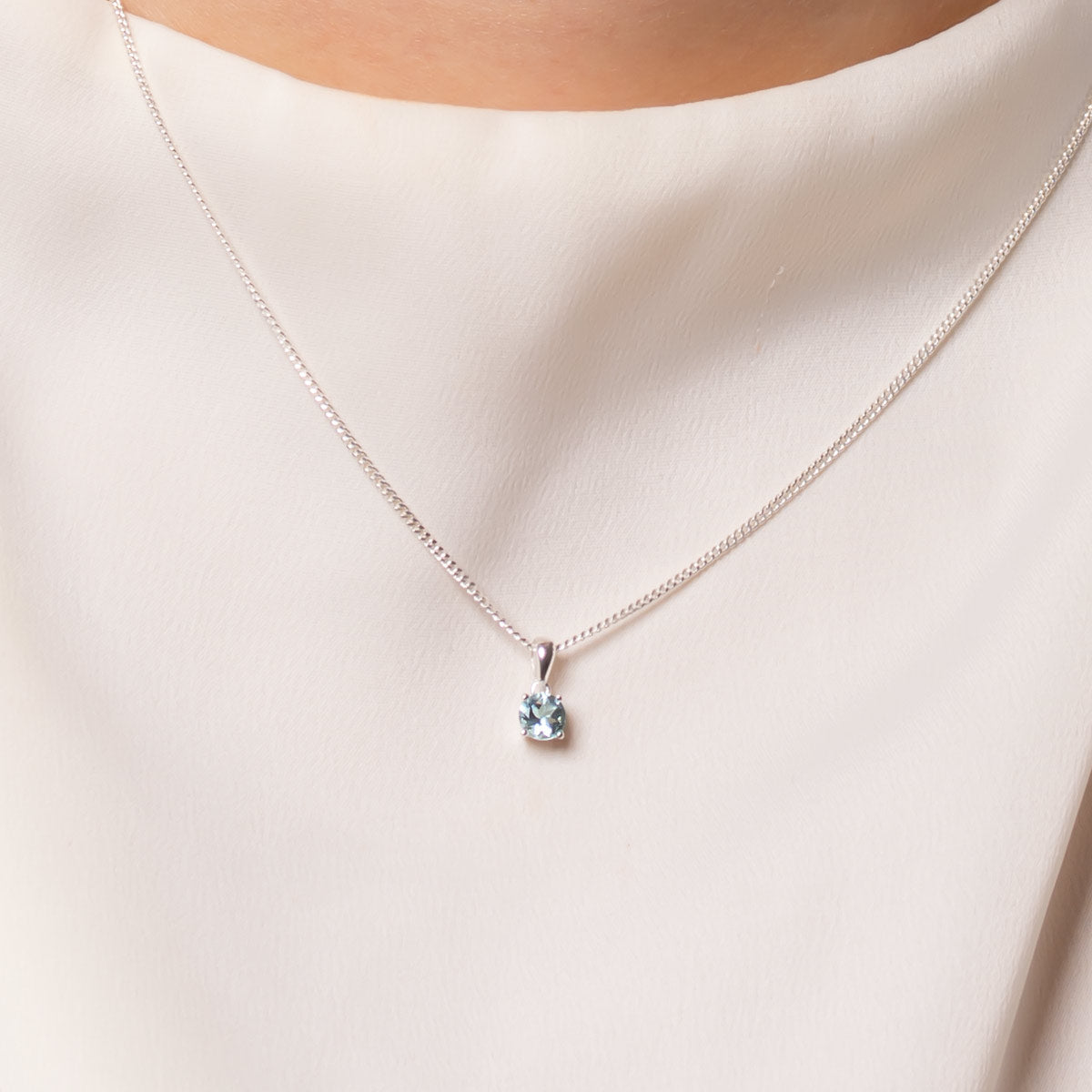 Aquamarine necklace silver - March birthstone