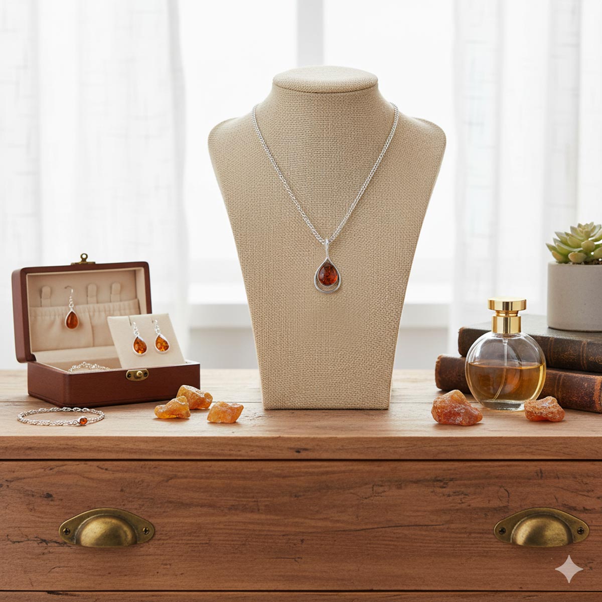 Silver Amber Necklace Drop | Taika Jewelry – Taika-korut